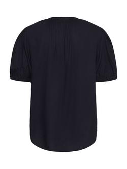 Saint Tropez BrittaSZ Short Sleeve V-Neck Blouse - view 2, Dark Blue