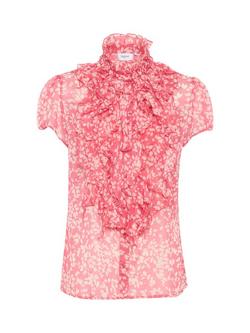 Saint Tropez LiljaSZ Crinkle Short Sleeve Shirt, Pink/Multi