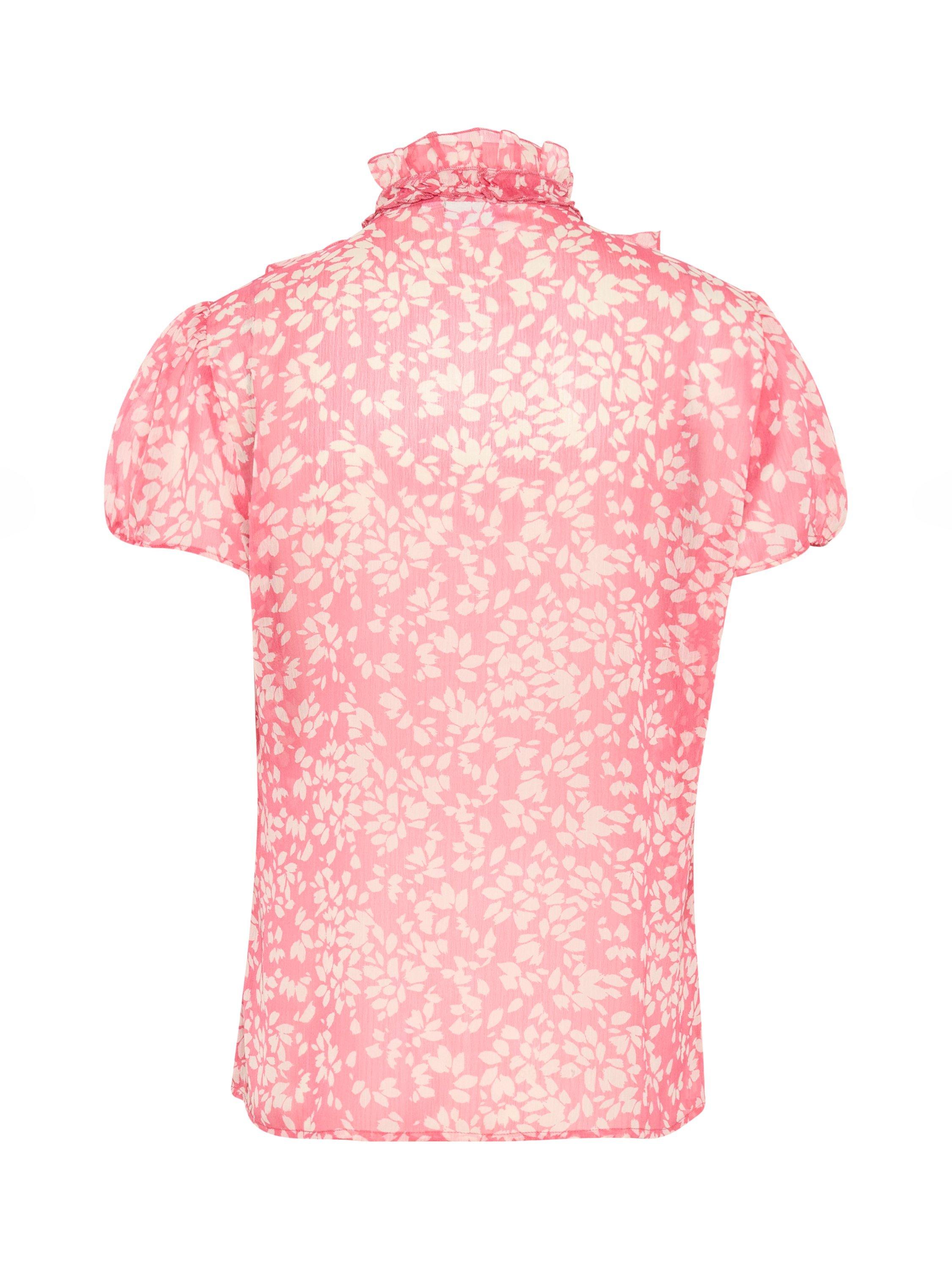 Product image 2 of 2, which shows Saint Tropez LiljaSZ Crinkle Short Sleeve Shirt, Pink/Multi, XS