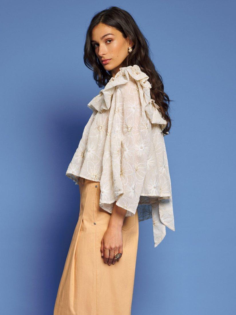 Product image 3 of 6, which shows Sister Jane Fay Embroidered Blouse, Cream, 6