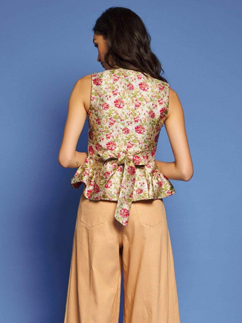 Product image 4 of 6, which shows Sister Jane Forest Jacquard Floral Top, Green/Multi, 6