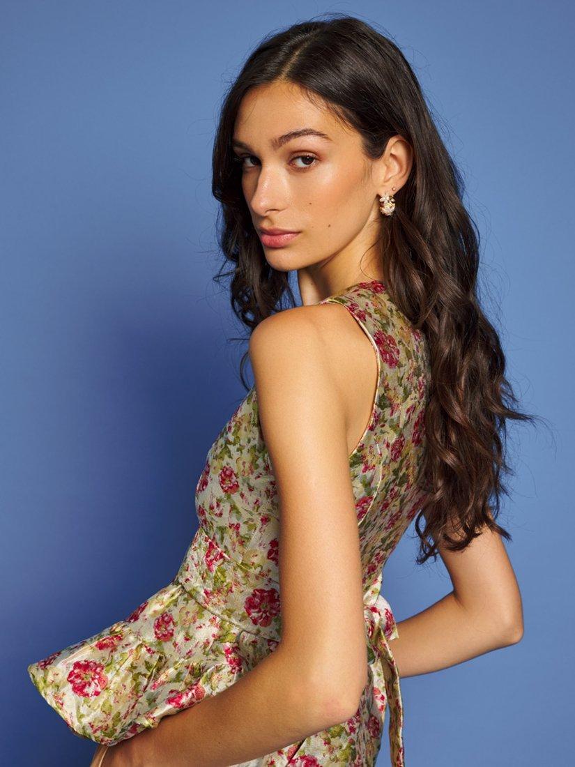 Product image 5 of 6, which shows Sister Jane Forest Jacquard Floral Top, Green/Multi, 6