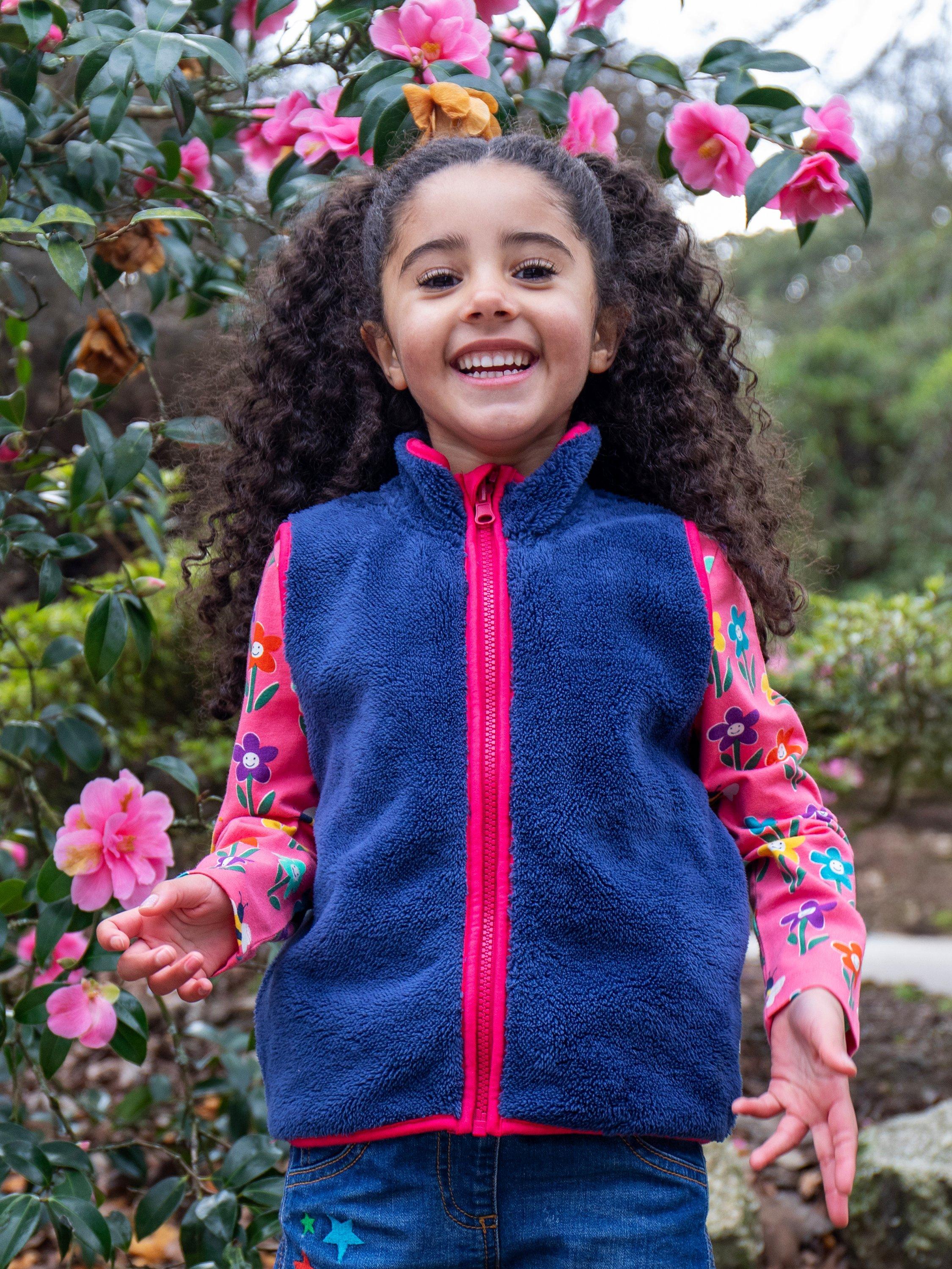 Product image 4 of 9, which shows Frugi Kids' Rambler 3 in 1 Coat, Snapdragon/Navy Blue, 1-2 years