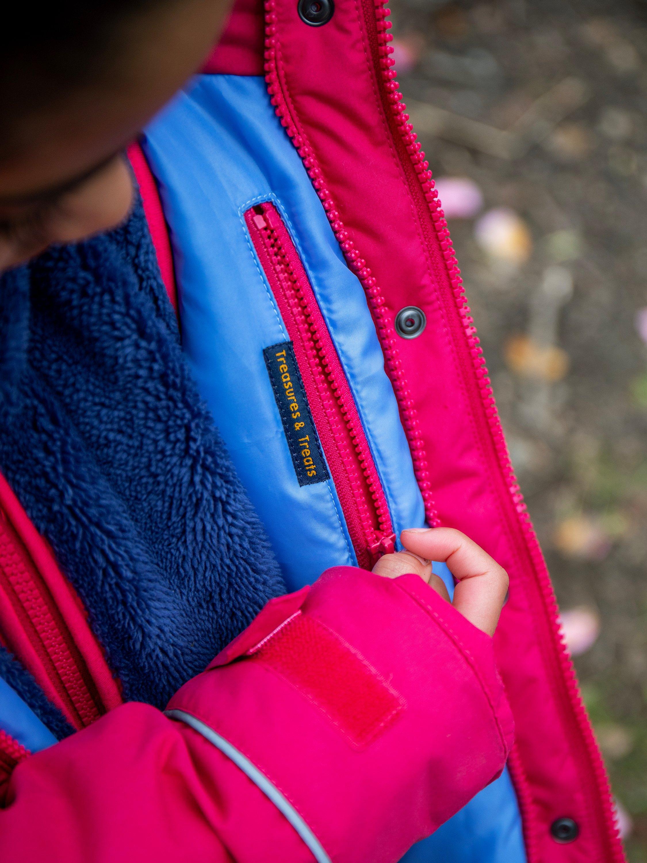 Product image 6 of 9, which shows Frugi Kids' Rambler 3 in 1 Coat, Snapdragon/Navy Blue, 1-2 years