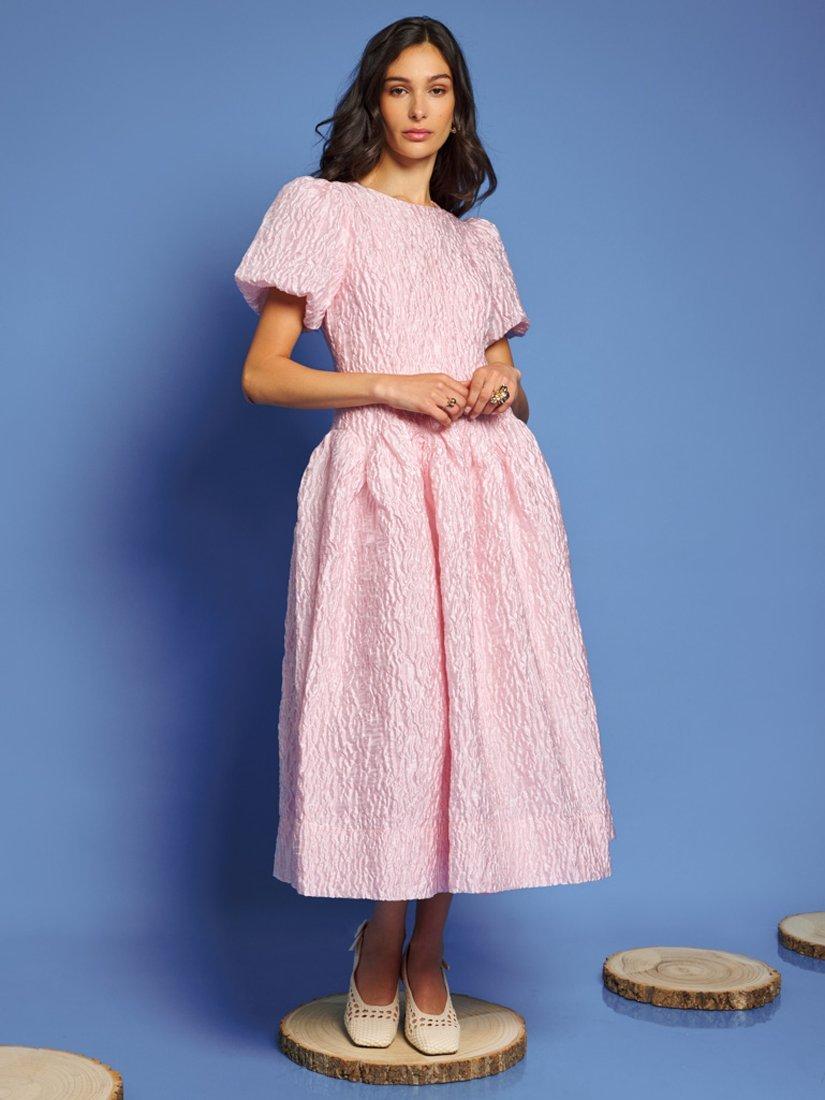 Sister Jane Ray Rip Jacquard Midi Dress, Pink