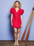 Sister Jane Tansy Jacquard Floral Mini Dress, Red