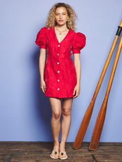 Sister Jane Tansy Jacquard Floral Mini Dress, Red - view 2, Red