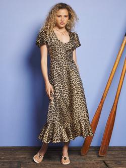 Sister Jane Brook Jacquard Leopard Print Midi Dress, Brown/Black, Brown/Black