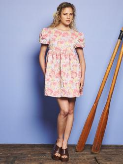 Sister Jane Echo Jacquard Floral Mini Dress, Blue/Multi - view 2, Blue/Multi