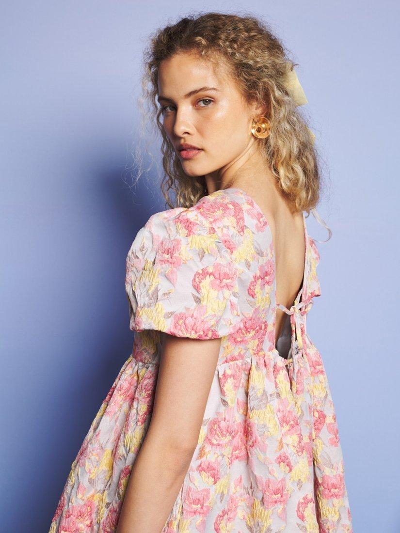 Product image 5 of 6, which shows Sister Jane Echo Jacquard Floral Mini Dress, Blue/Multi, 6