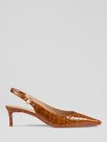 L.K.Bennett Lettie Croc Effect Leather Slingback Court Shoes, Tan