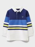 Crew Clothing Kids' Cotton Blend Long Sleeved Striped Rugby Shirt, Multi Blue