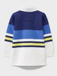 Crew Clothing Kids' Cotton Blend Long Sleeved Striped Rugby Shirt, Multi Blue