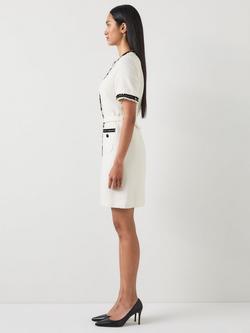 L.K.Bennett Charlie Colour Contrast Tweed Dress, Cream/Black - view 2, Cream/Black