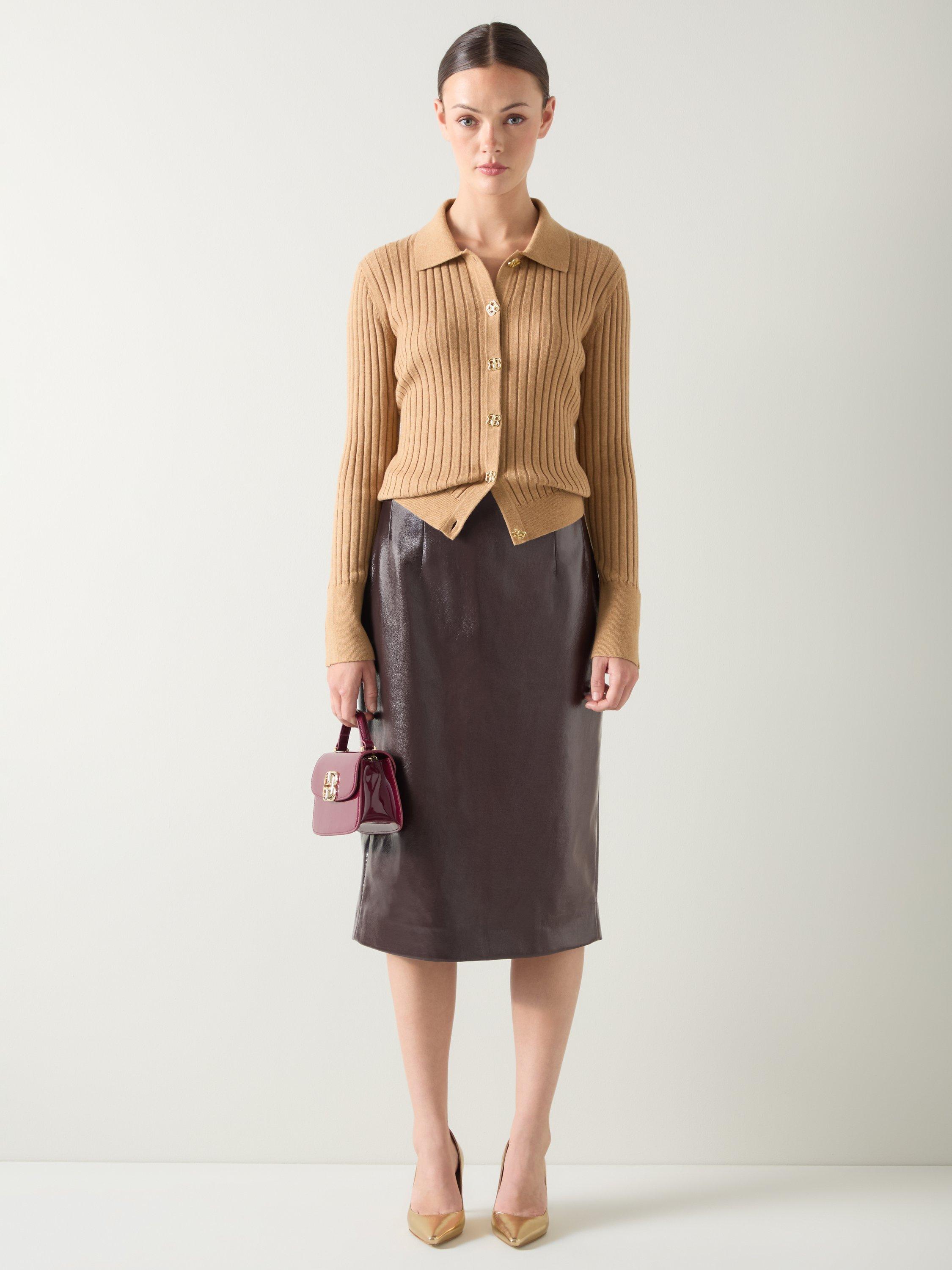 Product image 1 of 5, which shows L.K.Bennett Marlene Midi Skirt, Deep Purple, 12