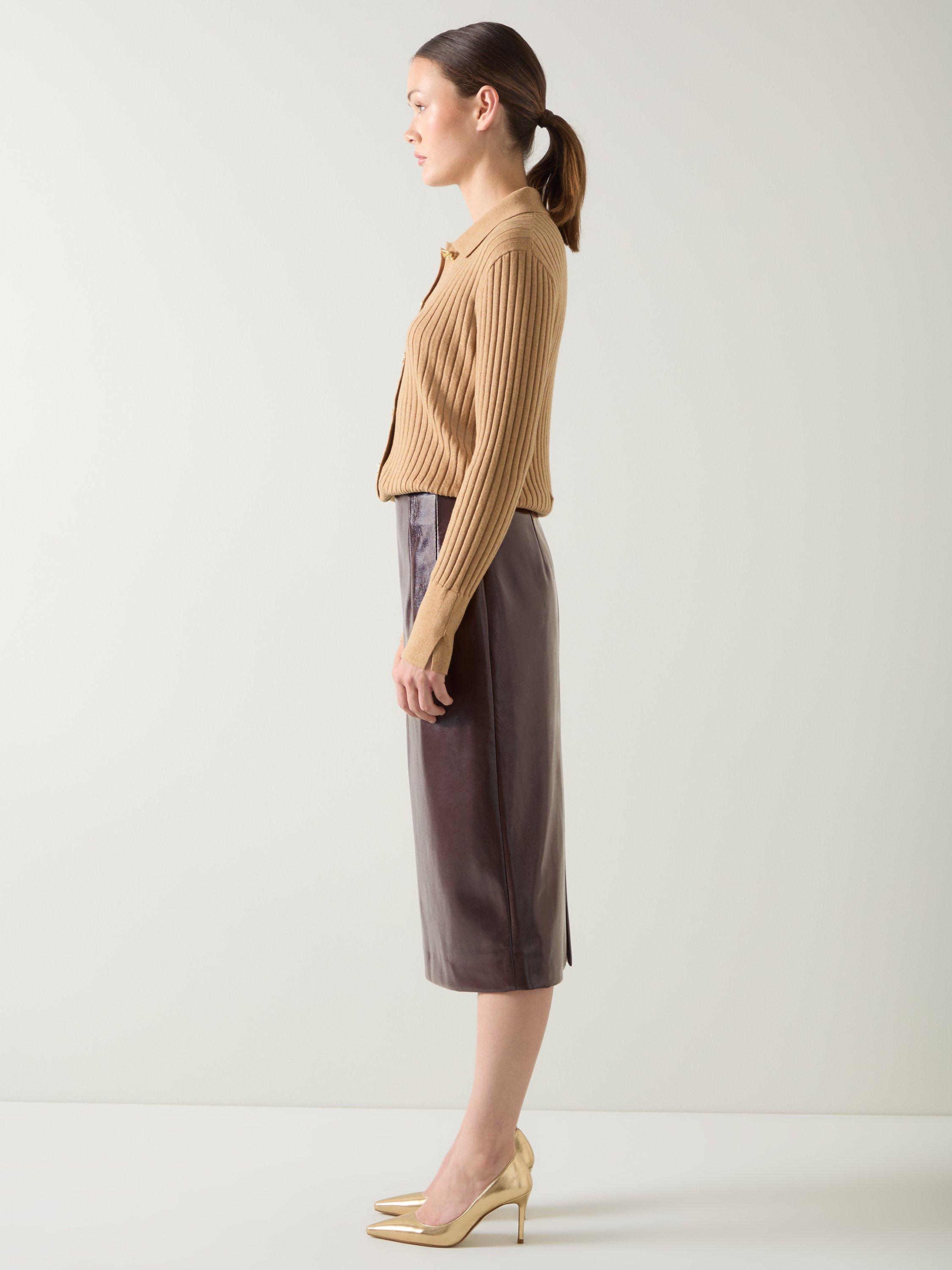 Product image 2 of 5, which shows L.K.Bennett Marlene Midi Skirt, Deep Purple, 12