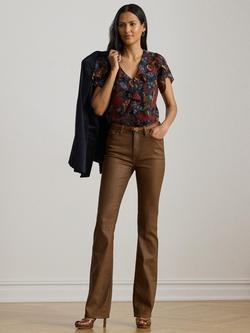 Lauren Ralph Lauren Floral Ruffle Trim Georgette Blouse, Navy Multi - view 2, Navy Multi