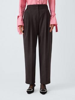 John Lewis x REJINA PYO Straight Cut Wool Blend Tailored Trousers, Chocolate, Chocolate