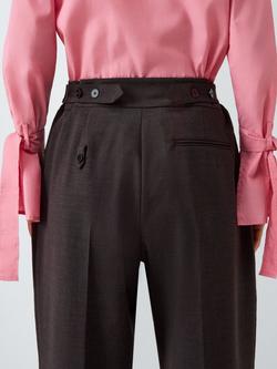 John Lewis x REJINA PYO Straight Cut Wool Blend Tailored Trousers, Chocolate - view 2, Chocolate