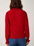 Monsoon Clea Frill Collar Cardigan, Red