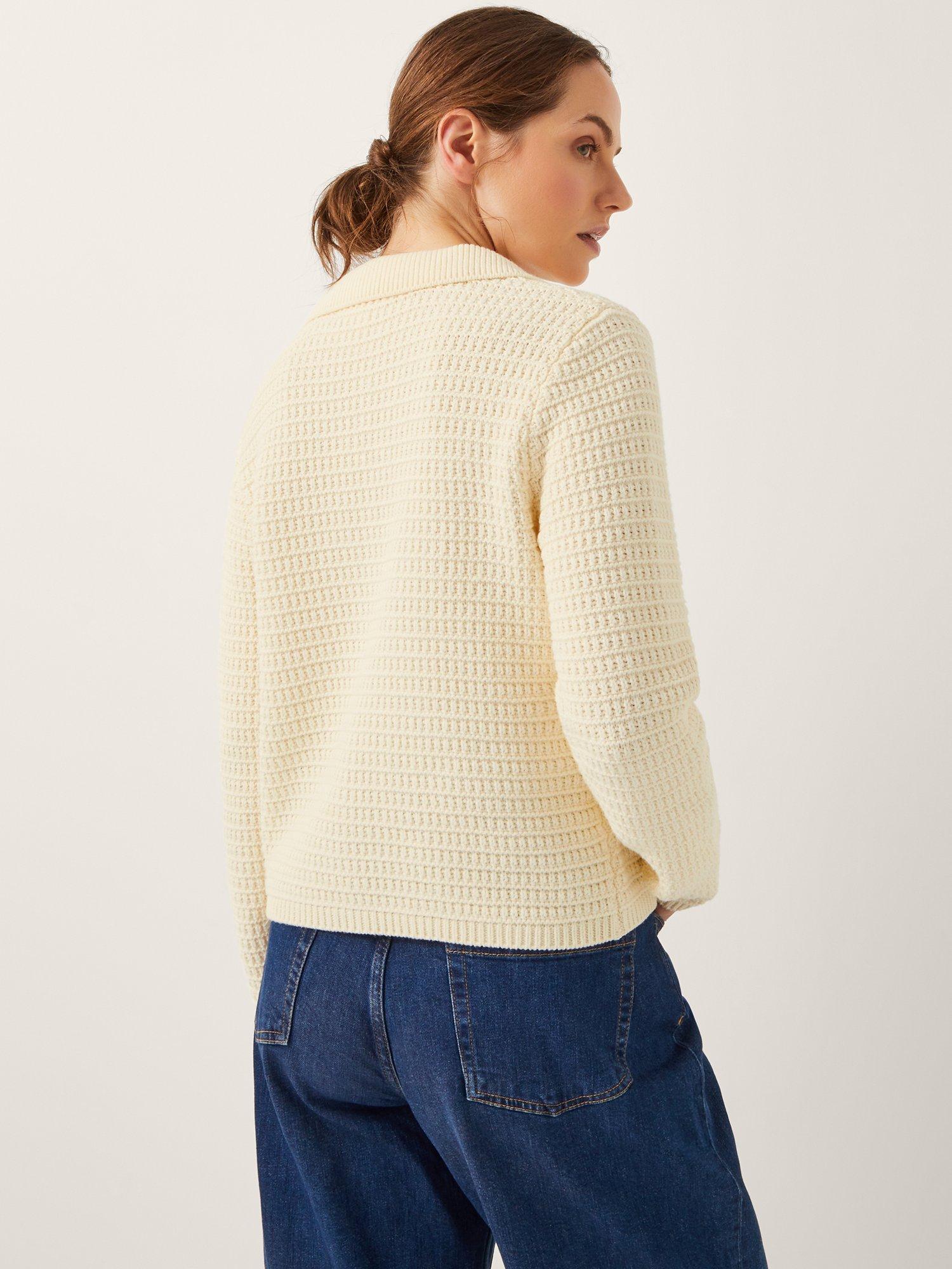 Product image 2 of 5, which shows Monsoon Coby Collar Cardigan, Ivory, L