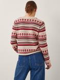 Monsoon Juno Floral Fair Isle Cardigan, Ivory/Multi