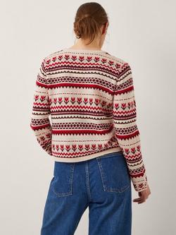 Monsoon Juno Floral Fair Isle Cardigan, Ivory/Multi - view 2, Ivory/Multi