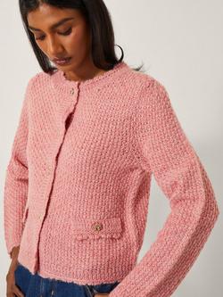 Monsoon Suki Stitch Cardigan, Pink, Pink