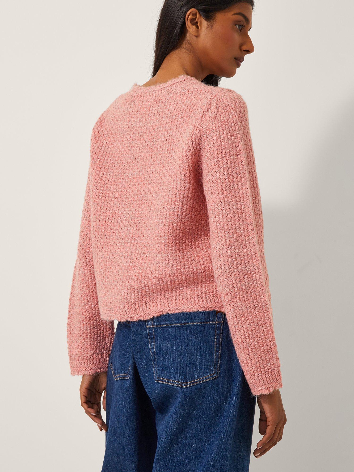 Product image 2 of 5, which shows Monsoon Suki Stitch Cardigan, Pink, L