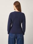 Monsoon Suzy Fitted Ribbed Waist Cardigan, Navy