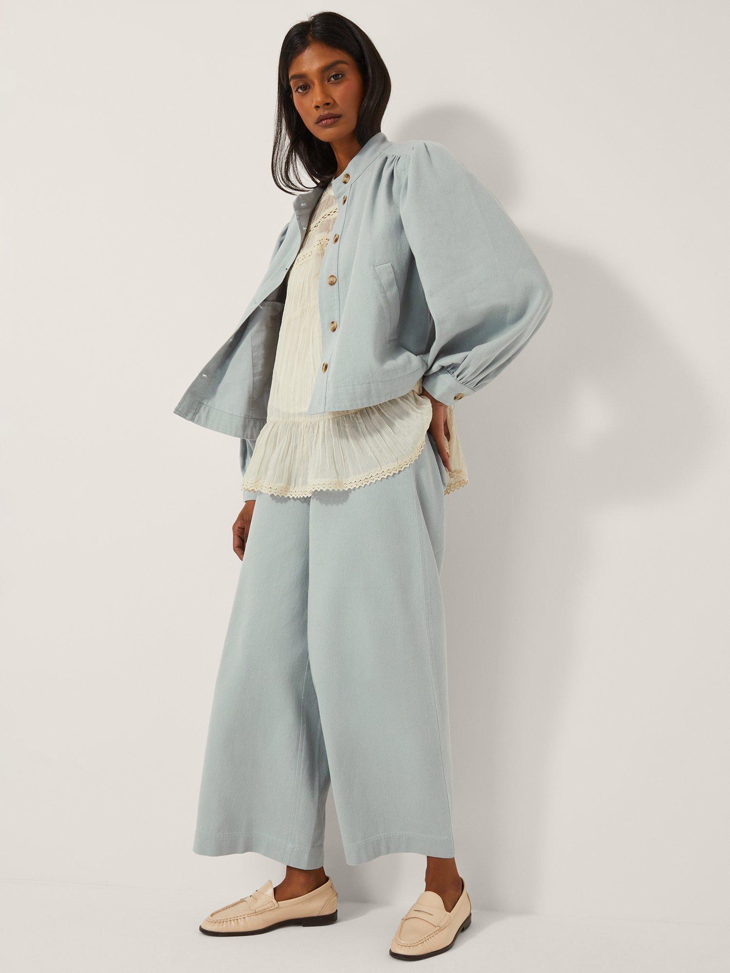 Product image 3 of 5, which shows Monsoon Ciara Puff Sleeve Jacket, Light Blue, M