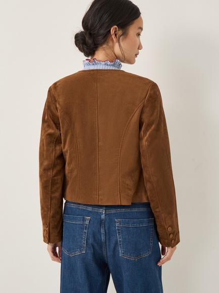 Monsoon Isla Suedette Jacket, Brown - view 2, Brown
