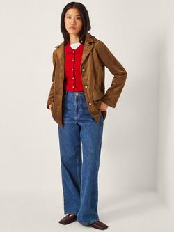 Monsoon Naya Suedette Jacket, Mid Brown, Mid Brown