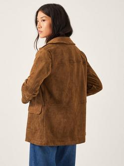 Monsoon Naya Suedette Jacket, Mid Brown - view 2, Mid Brown