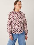 Monsoon Felipa Floral Jersey Top, Ivory/Red