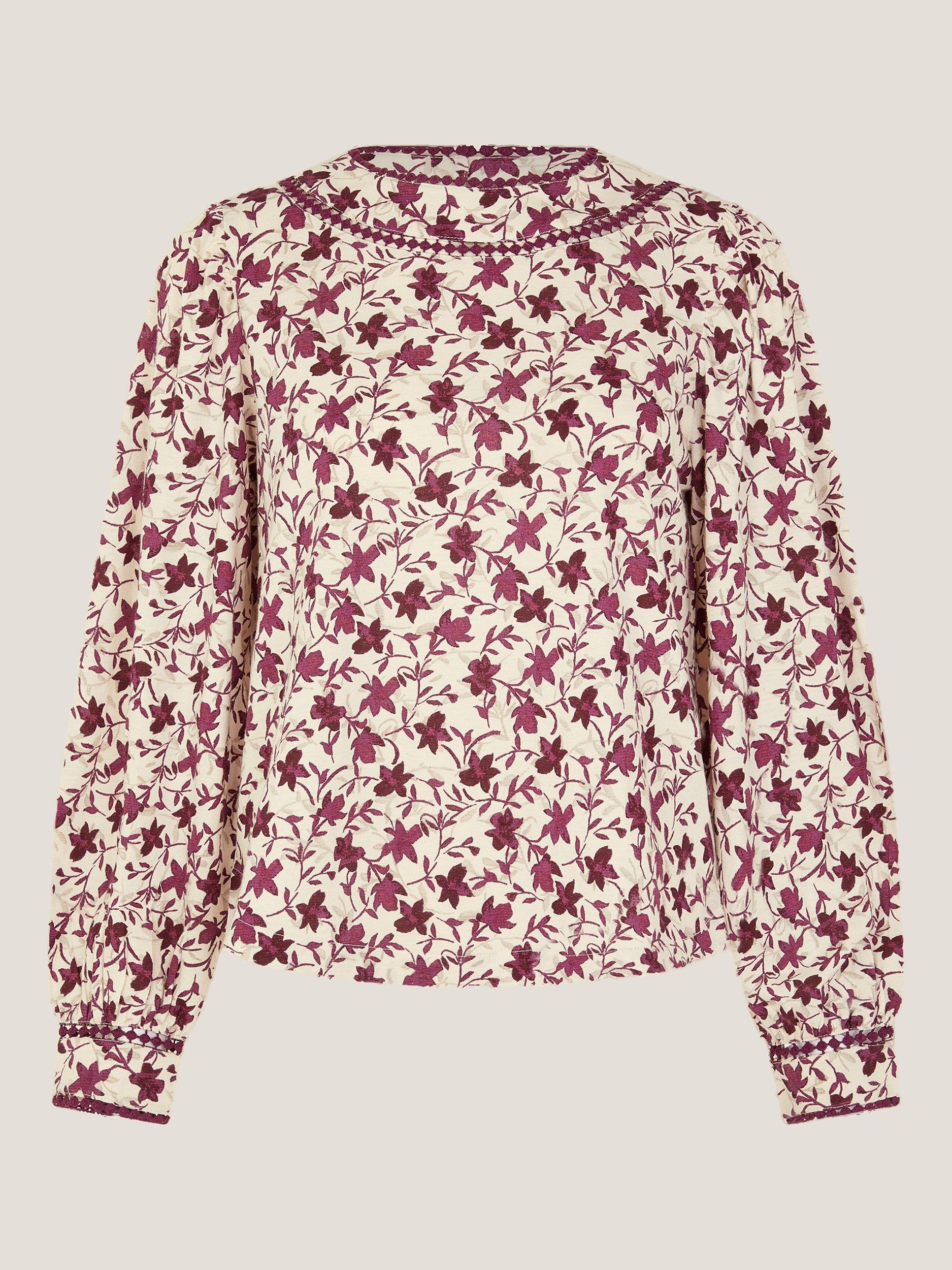 Product image 5 of 5, which shows Monsoon Felipa Floral Jersey Top, Ivory/Red, XXL