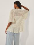 Monsoon Edith Lace Ruffle Top, Ivory