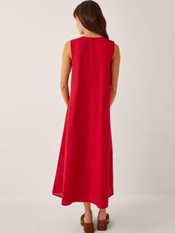 Monsoon Monica Pleated A-Line Linen Blend Midi Dress - view 2, Mid Red