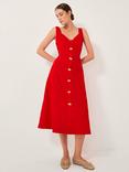 Monsoon Nell Linen Blend Sleeveless Sweetheart Neck Button Midi Dress