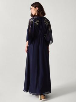 Monsoon Skyla Embellished V-Neck Maxi Wrap Dress - view 2, Navy