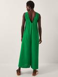 Monsoon Hanna Beaded Neckline Jumpsuit, Mid Green