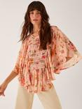 Monsoon Cassia Shirred Bodice Floral Blouse, Multi