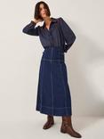 Monsoon Felicity Embroidered Shoulder Shirt, Navy