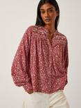 Monsoon Laurelie Floral Jersey Shirt, Mid Pink
