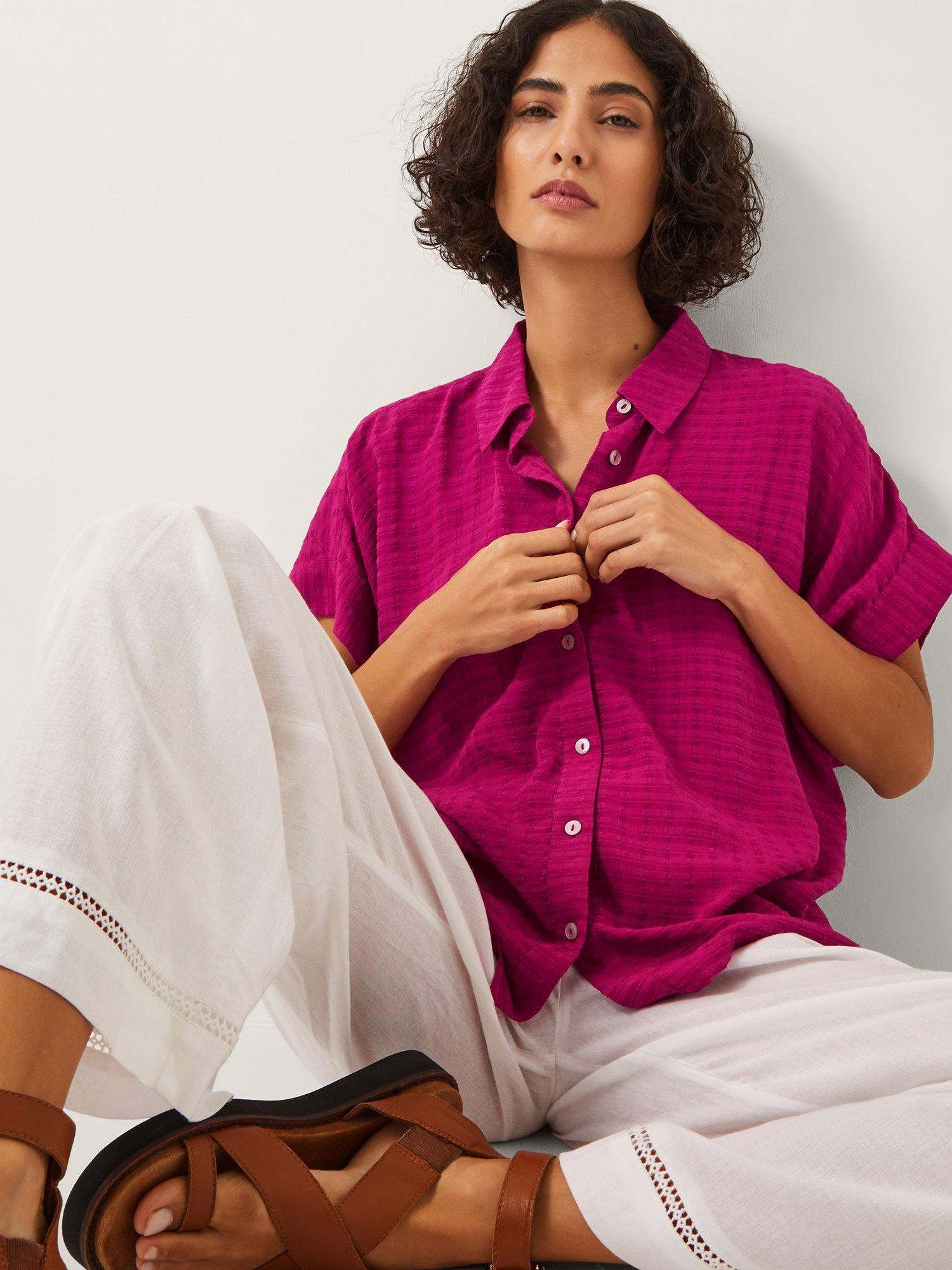 Product image 4 of 5, which shows Monsoon Paige Slouchy Shirt, Pink, XXL