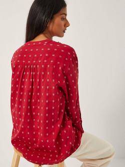 Monsoon Poppy Dobby Blouse, Mid Red - view 2, Mid Red
