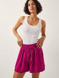 Monsoon Paige High Waist Drawstring Shorts, Mid Pink