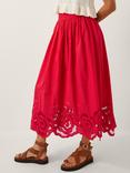 Monsoon Grace Cutwork Midi Skirt, Red