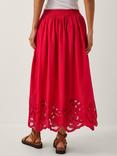 Monsoon Grace Cutwork Midi Skirt, Red