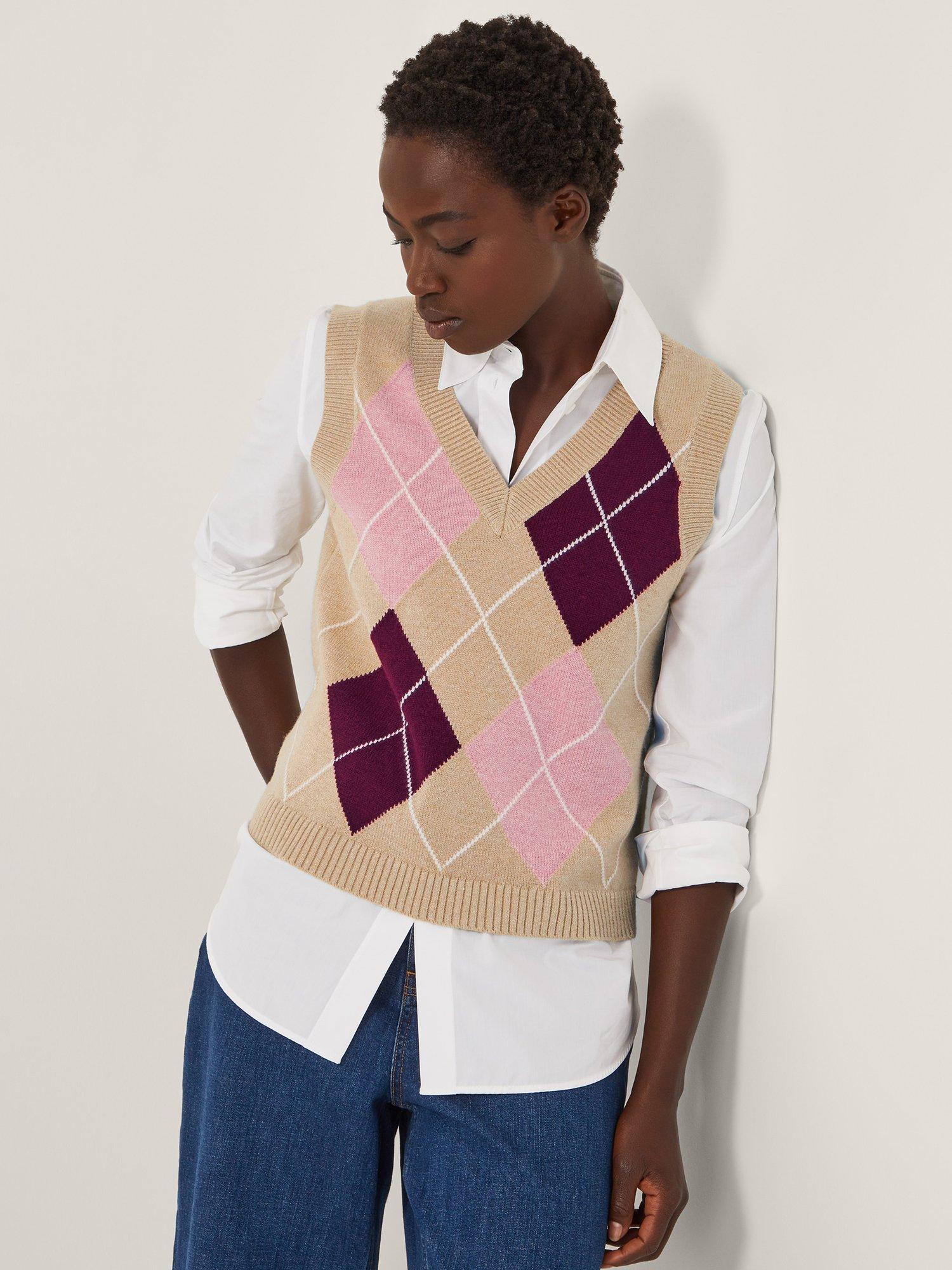 Product image 1 of 5, which shows Monsoon Anne Argyle Check Tank Top, Brown/Multi, XL